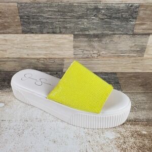 Jessica Simpson Ezira Womens Slide Sandal Sz 7.5 M Neon Yellow Plateform Slip On